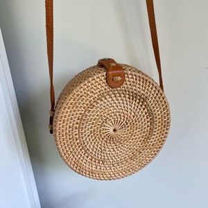 Boho wicker- straw purse